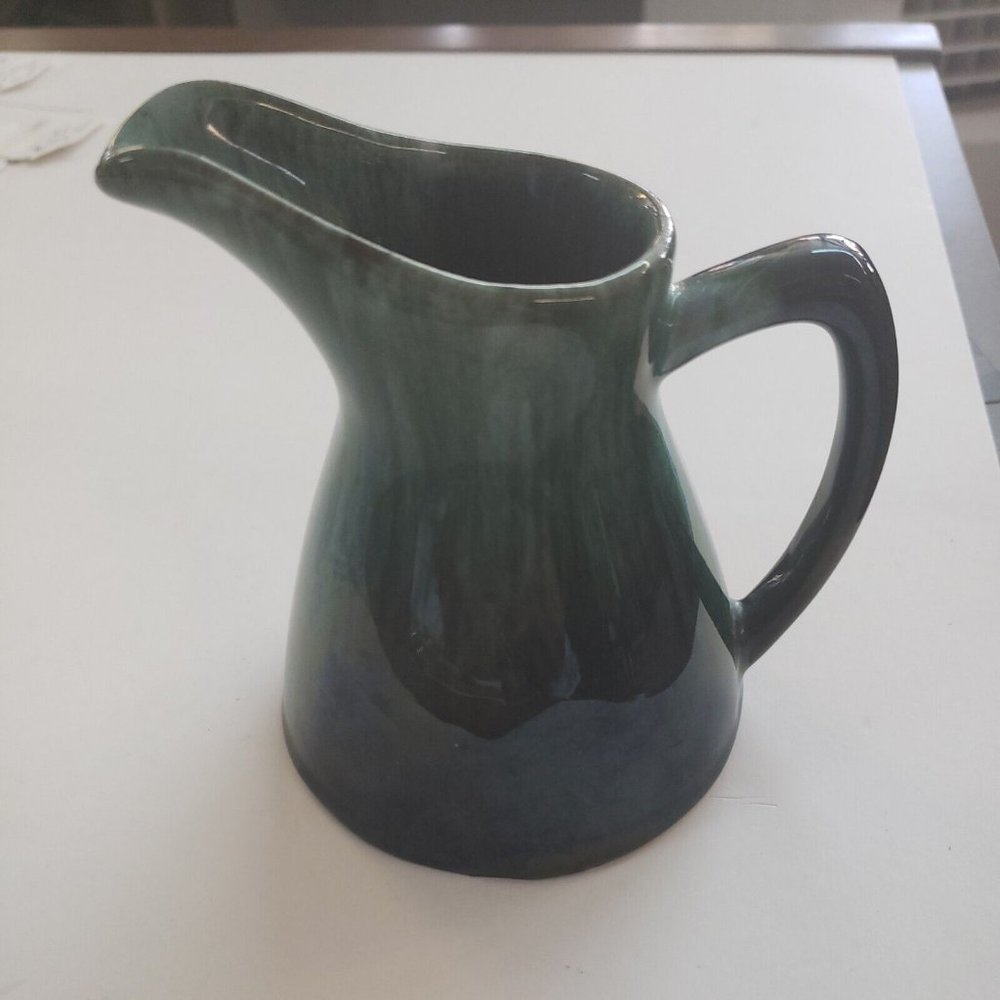 Blue Mountain Pottery Blue Green Drip Pitcher Creamer Vintage 5"